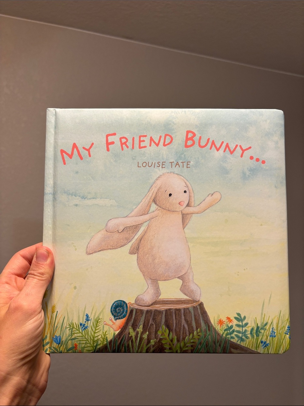 Jellycat Plush Bunny Book Cover in Pastel Pink, Blue, Green